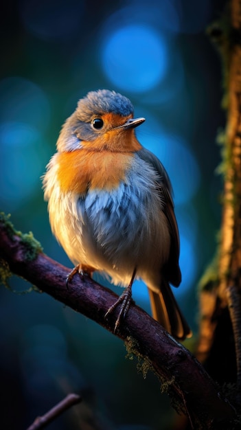 pájaro petirrojo en el árbol