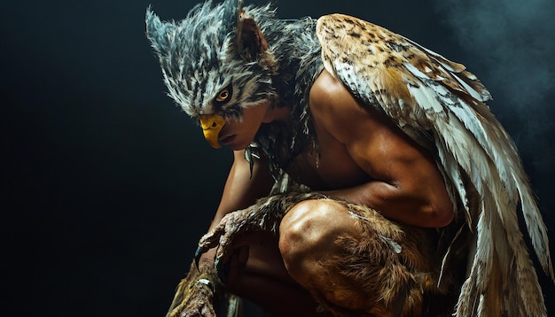 un pájaro con un pico amarillo y un fondo negro