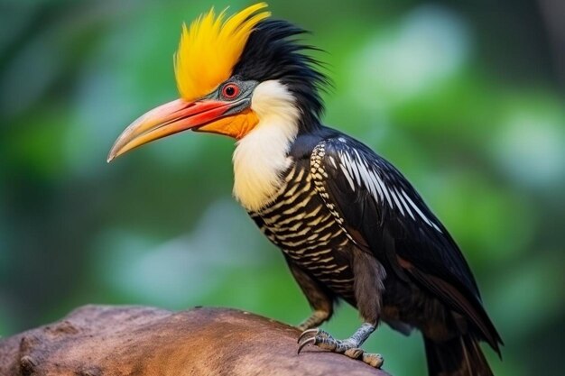 Foto un pájaro con un pico amarillo y un pico amarillo