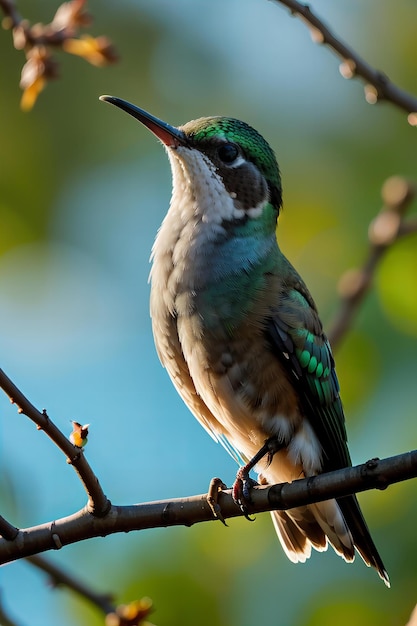un pájaro con un pico largo se sienta en una rama