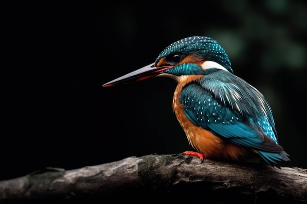 Un pájaro con un pico largo se sienta en una rama.