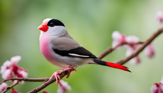 un pájaro con un pico rojo y una cabeza negra y blanca