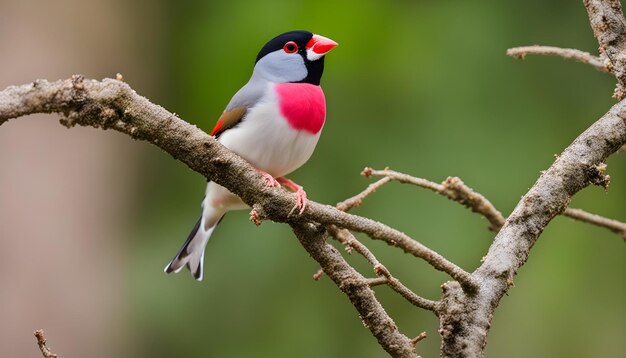 Foto un pájaro con un pico rojo y un pecho blanco