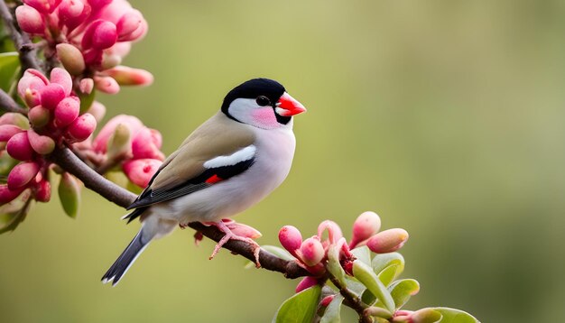 un pájaro con un pico rojo y un pico rosado con un bico rojo