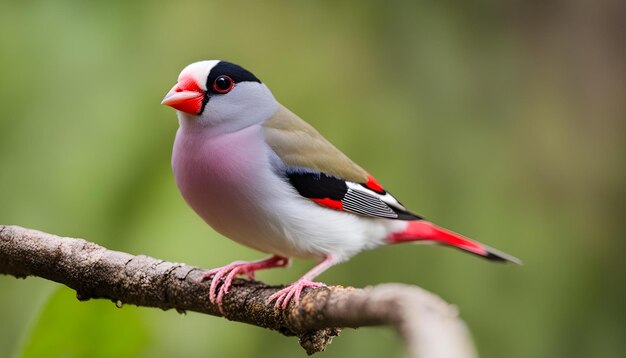 un pájaro con un pico rojo se para en una rama