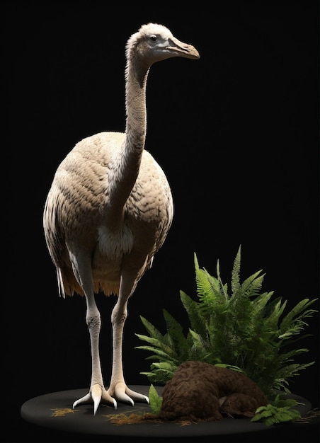 Foto un pájaro está de pie frente a una planta con una planta verde en el fondo