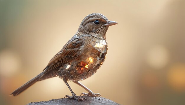 Foto un pájaro está de pie en una roca con un reflejo de la luz en él