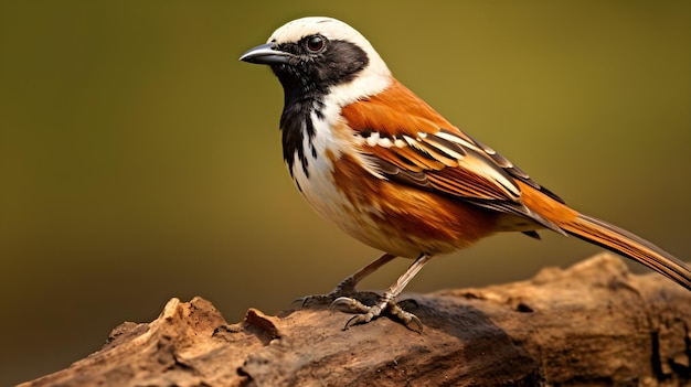 Un pájaro de pie en un tronco