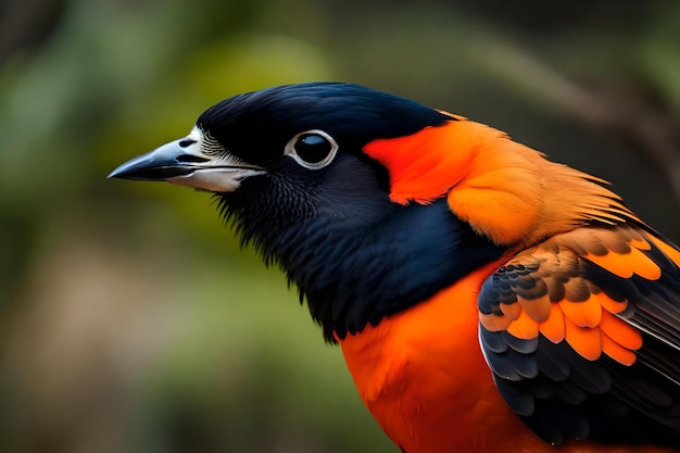 Un pájaro con plumas naranjas brillantes y una cabeza negra que dice "el pájaro es un pájaro" 4888