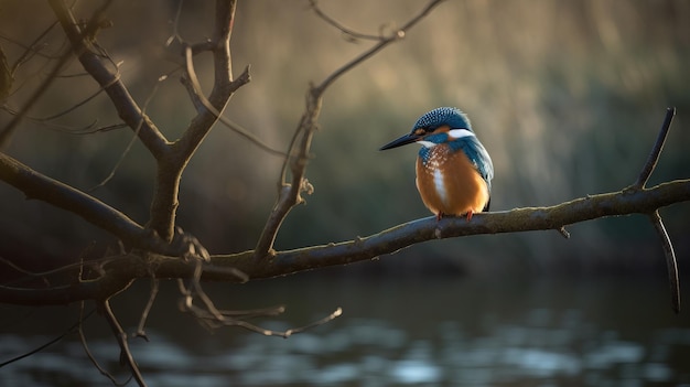 Un pájaro se posa en una rama Arte generativo con IA