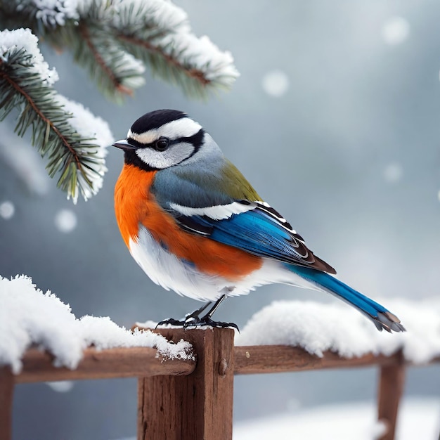 Foto un pájaro en una rama de invierno