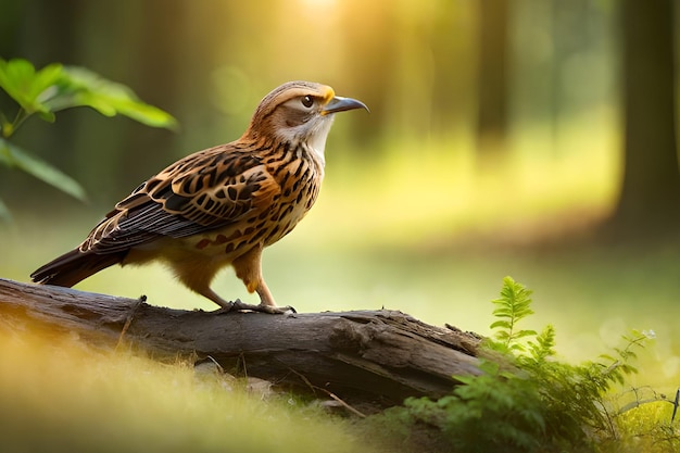 Foto un pájaro se sienta en una rama en el bosque.