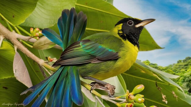 El pájaro del sol de cola verde (Aethopyga nipalensis)