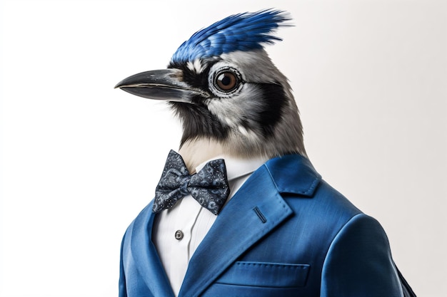 Foto un pájaro con traje y pajarita