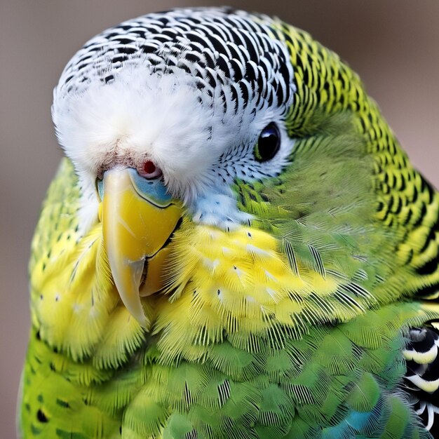 Foto un pájaro verde y amarillo con un pico amarillo