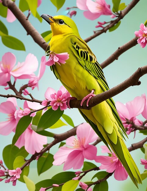 Foto el pájaro verde amarillo