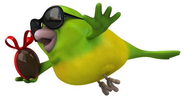 Pájaro verde divertido - Ilustración 3D