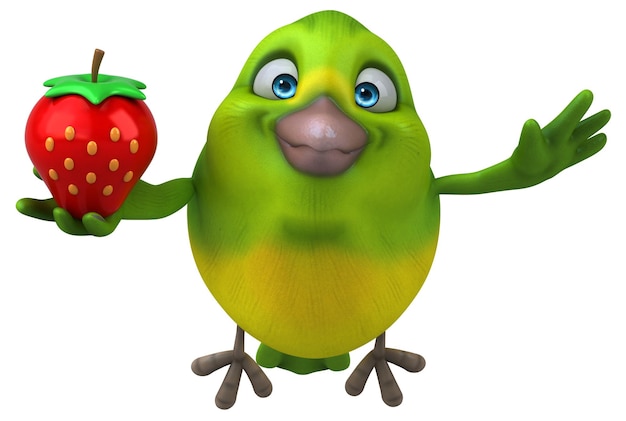 Pájaro verde divertido - Ilustración 3D