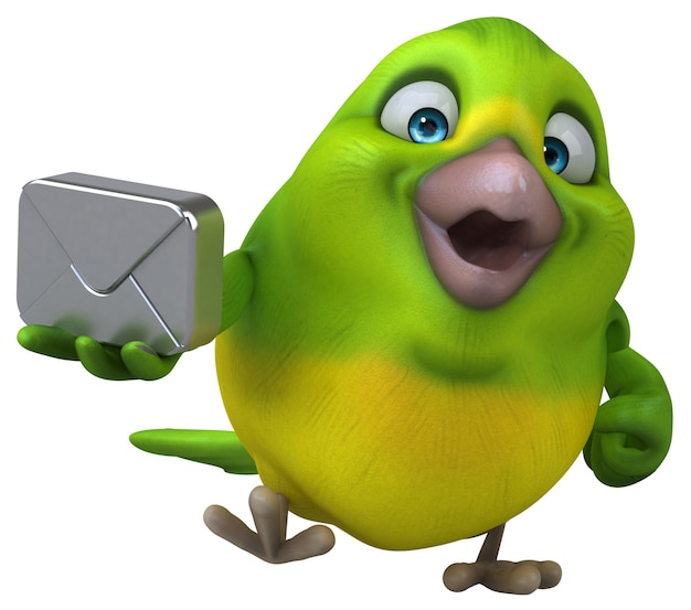 Foto pájaro verde divertido - ilustración 3d