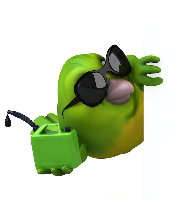 Foto pájaro verde divertido - ilustración 3d