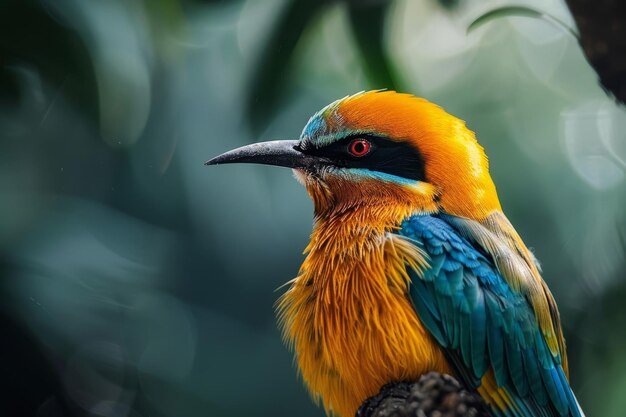 Un pájaro vibrante en un bosque exuberante