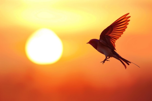 Un pájaro volando frente al sol