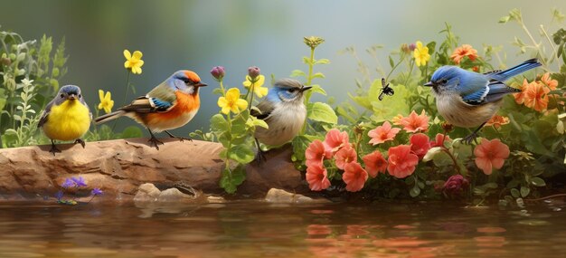 Foto un pájaro volando fuera de una jaula con flores