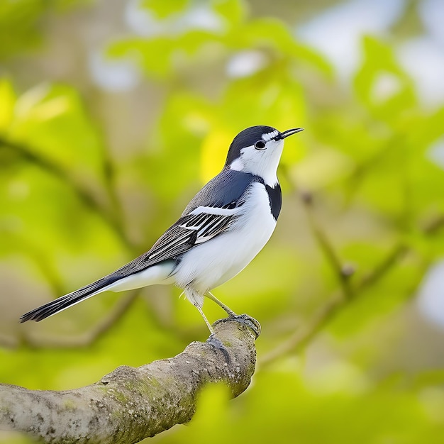 Foto un pájaro wagtails está sentado en una rama de árbol