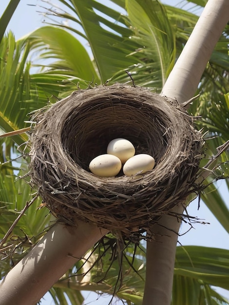 Los pájaros anidan en las palmeras