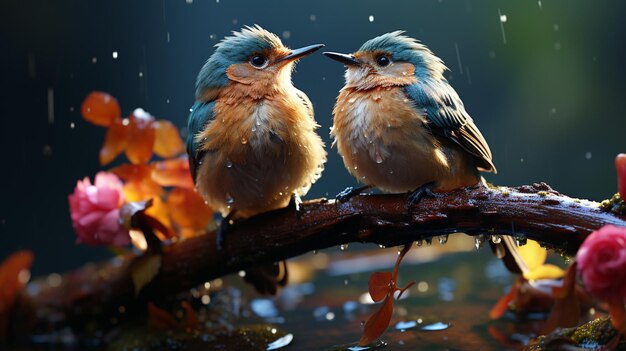 Pájaros cantores melodiosos en la naturaleza