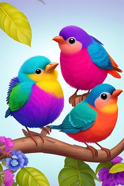 Pájaros coloridos en ai generado