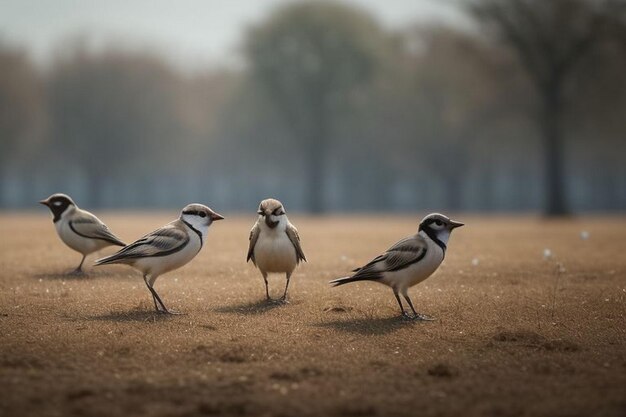 Foto los pájaros divertidos se sientan en una rama en un parque soleado de primavera y chirriando