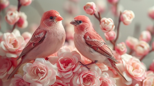 Foto los pájaros enamorados rosados y pastelados se encuentran en la parte superior del papel tapiz.