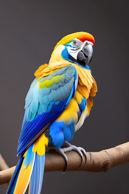 Los pájaros guacamayo coloridos posados en una rama aislados en un fondo transparente PNG Guacamayo azul y amarillo ara ararauna