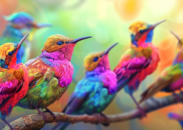 Foto los pájaros increíblemente coloridos ar 75 estilizados