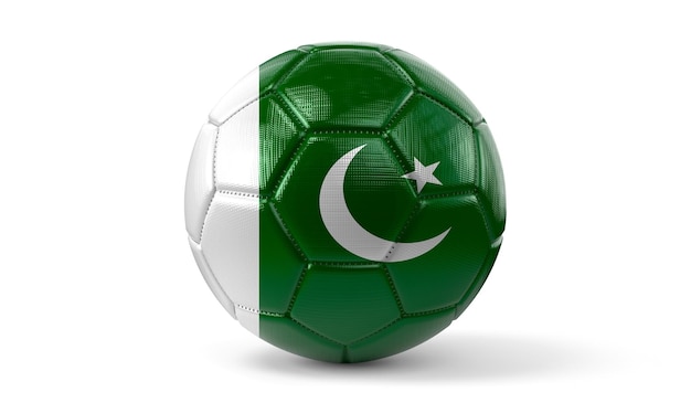 Pakistán bandera nacional en balón de fútbol ilustración 3D