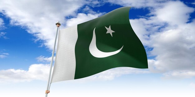 Pakistán ondeando la bandera ilustración 3D
