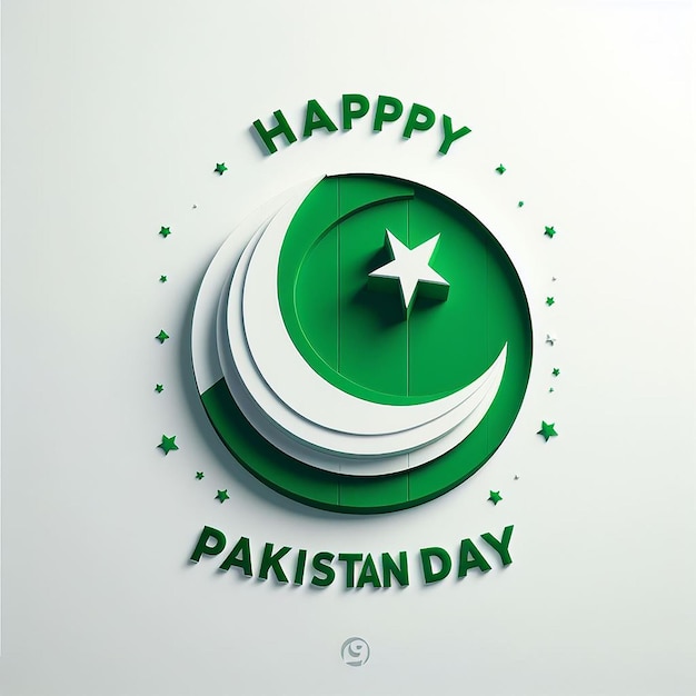 Pakistan Unabhängigkeitstag 3D-Hintergrund-Flagge-Stil mit Text ai generiert