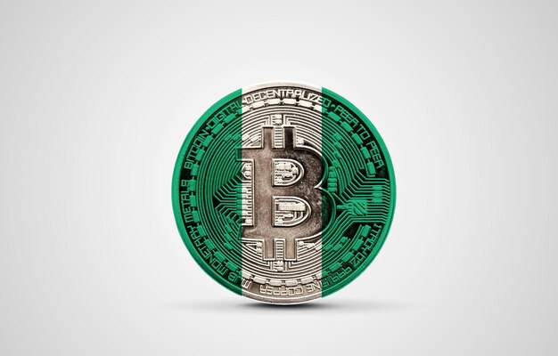Pakistanische Flagge auf einer Bitcoin-Kryptowährungsmünze d-Darstellung