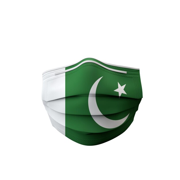 Pakistanische Flagge medizinische Schutzmaske d-Rendering