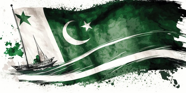Pakistanischer Unabhängigkeitstag 14. August Soldaten schwenken die pakistanische Stoffflagge von Pakistan