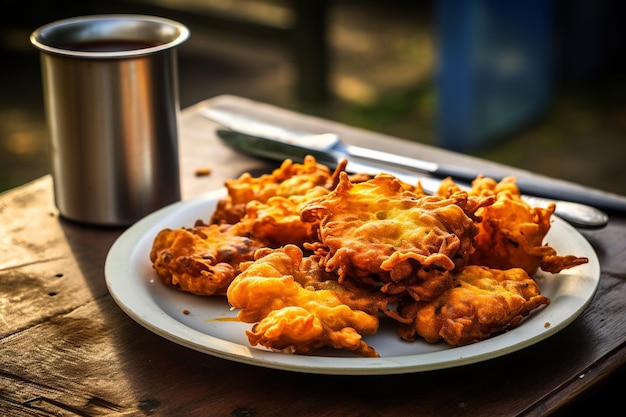 Pakora servido em prato