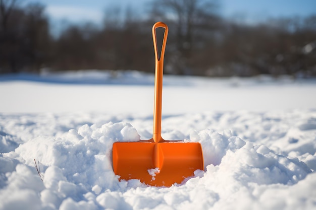 una pala de naranja en la nieve