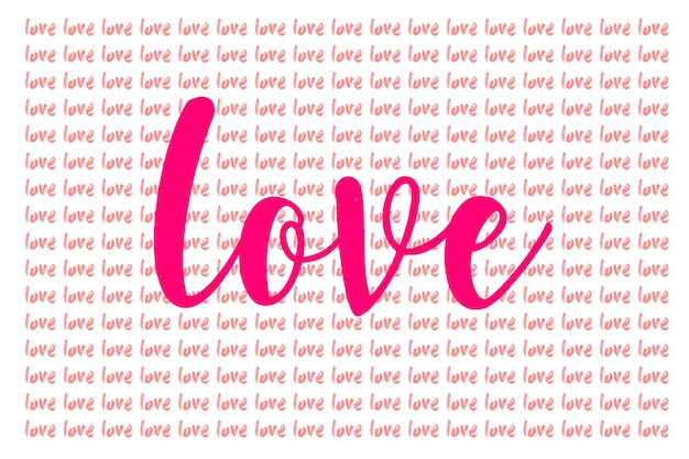 La palabra amor escrita como concepto de amor y antecedentes del Día de San Valentín