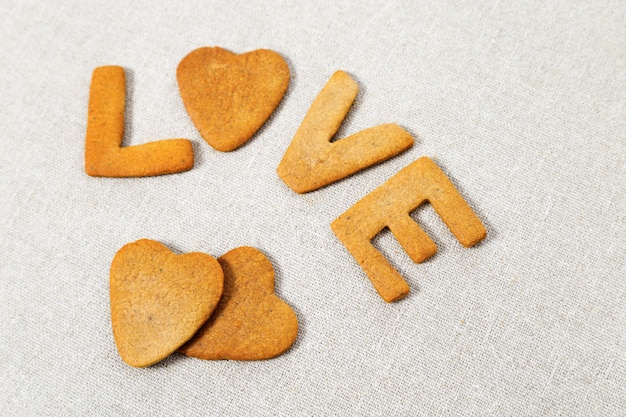 Palabra amor de galletas caseras.