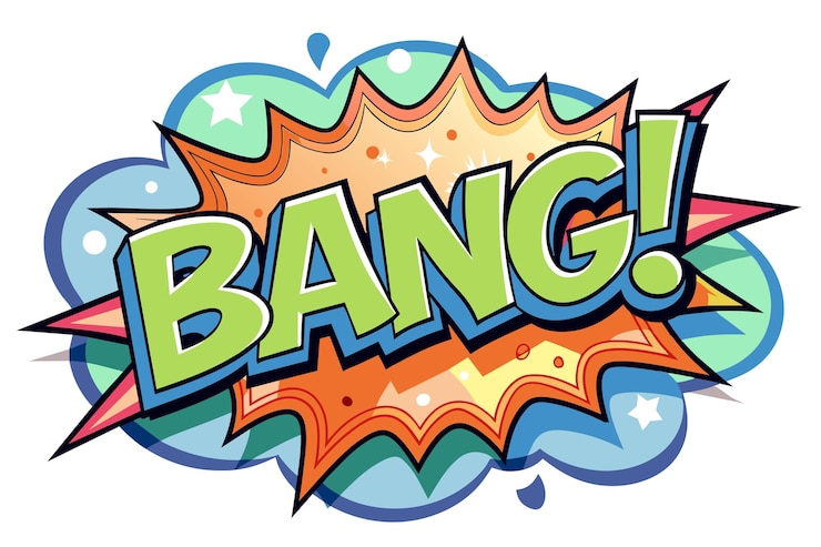 Foto la palabra bang dentro de la nube explosiva en estilo cómic ilustración plana ilustración vectorial