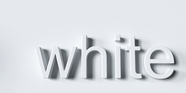 La palabra blanco sobre un fondo blanco renderizado 3D