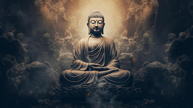 La palabra Buda está en la parte superior de la imagen.