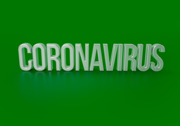Foto palabra de coronavirus sobre fondo verde. ilustración 3d.