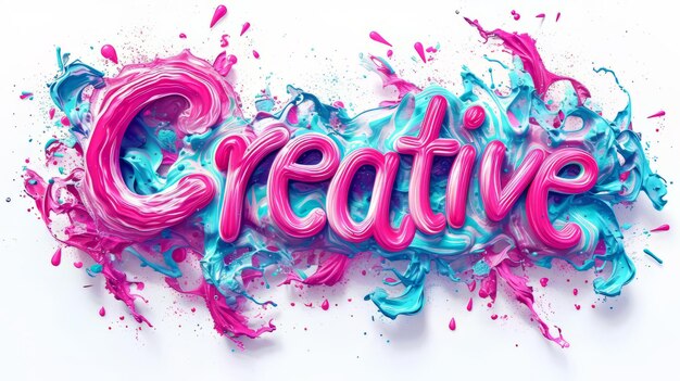 Foto la palabra creativa creada en el arte vaporwave letras decorativas de la palabra imaginación creativa y